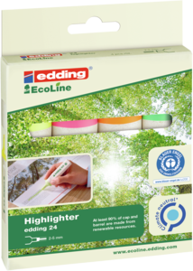 Klassensatz: edding 24 EcoLine Textmarker 4er-Set Neonfarben (30 Stück)
